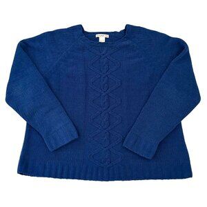 Y2K Claudia D Womens XL Blue Pullover Chunky Cable Knit Sweater
